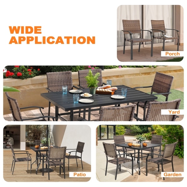 Nuu Garden 3Piece Patio Metal and Wicker Bistro Set,Black