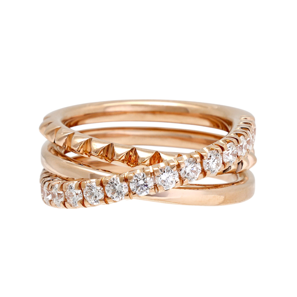 Cartier Ethancel Do Semi-pave Setting Ring 18K Rose Gold Diamond B4230200