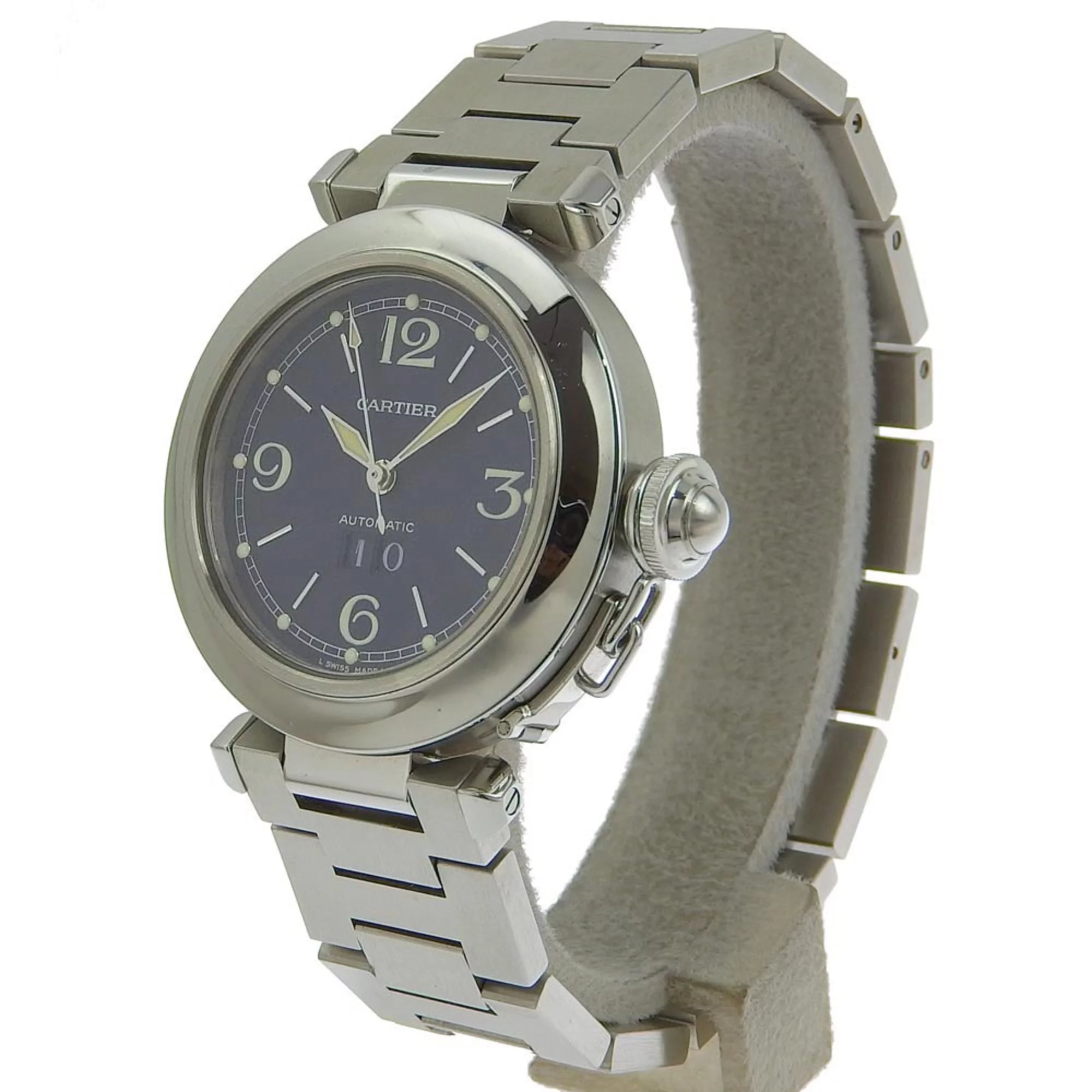 Pre-Owned CARTIER Cartier Pasha C Watch Big Date W31047M7 Stainless Steel Automatic Men's Navy Dial (Fair)