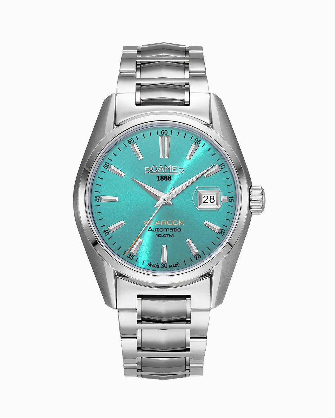 Searock Automatic 42 mm Automatic Three-Hand Date Sky Blue Dial Silver Bracelet Sapphire glass Stainless Steel swiss watch
