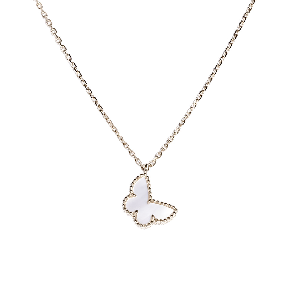 Van Cleef & Arpels Sweet Papillon Necklace 18K Yellow Gold Mother of Pearl VCARF69300