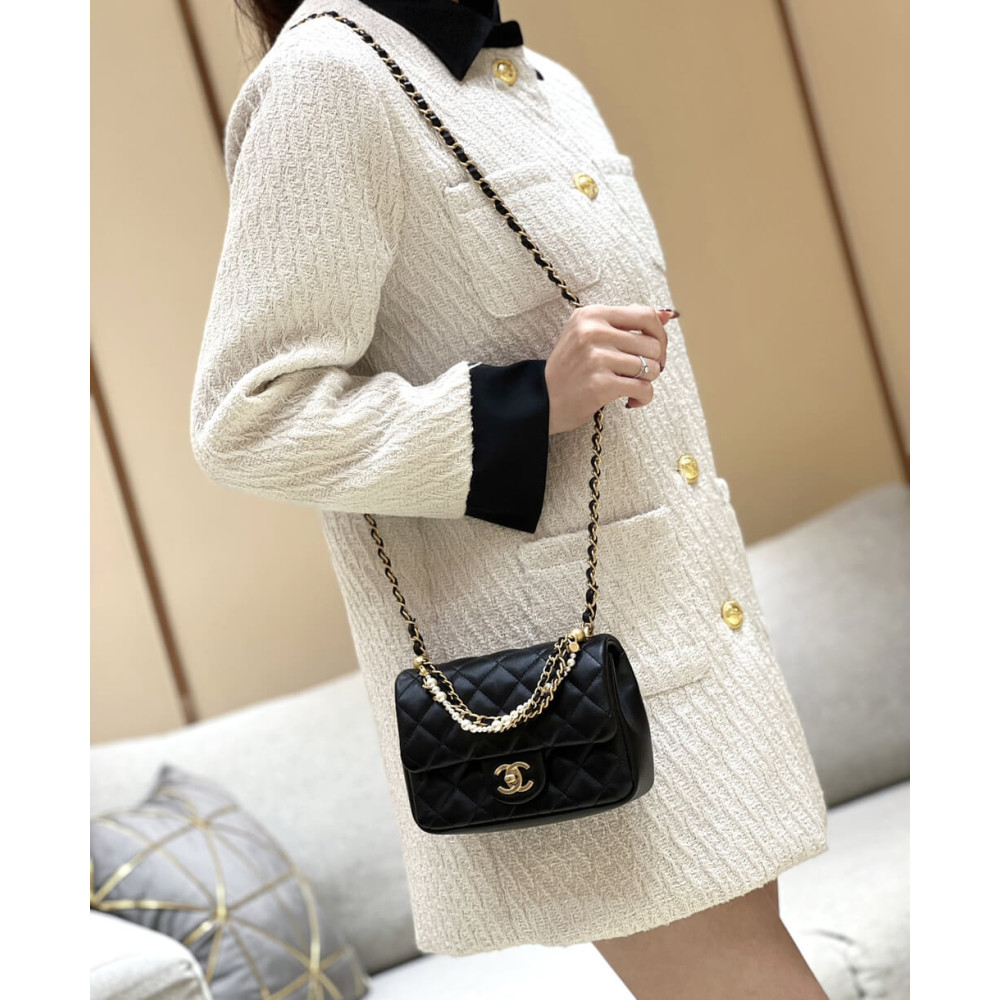 Chanel Mini Flap Bag with Pearl Top Handle Chain