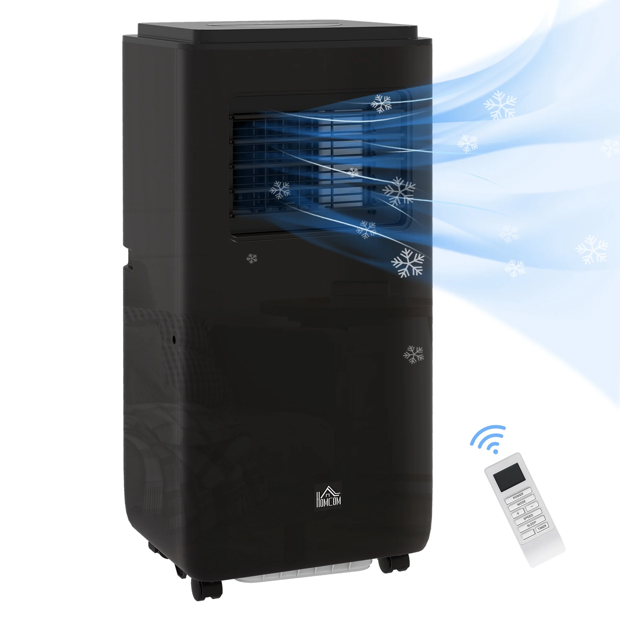 HOMCOM 10,000 BTU Portable Air Conditioner for 440 sqft room, Timer, Black