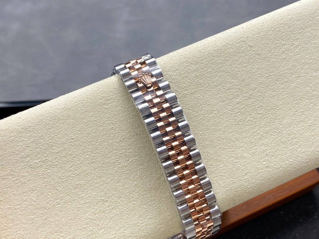Datejust 31mm Pink Gold Steel Diamond Bezel Dark Grey Dial