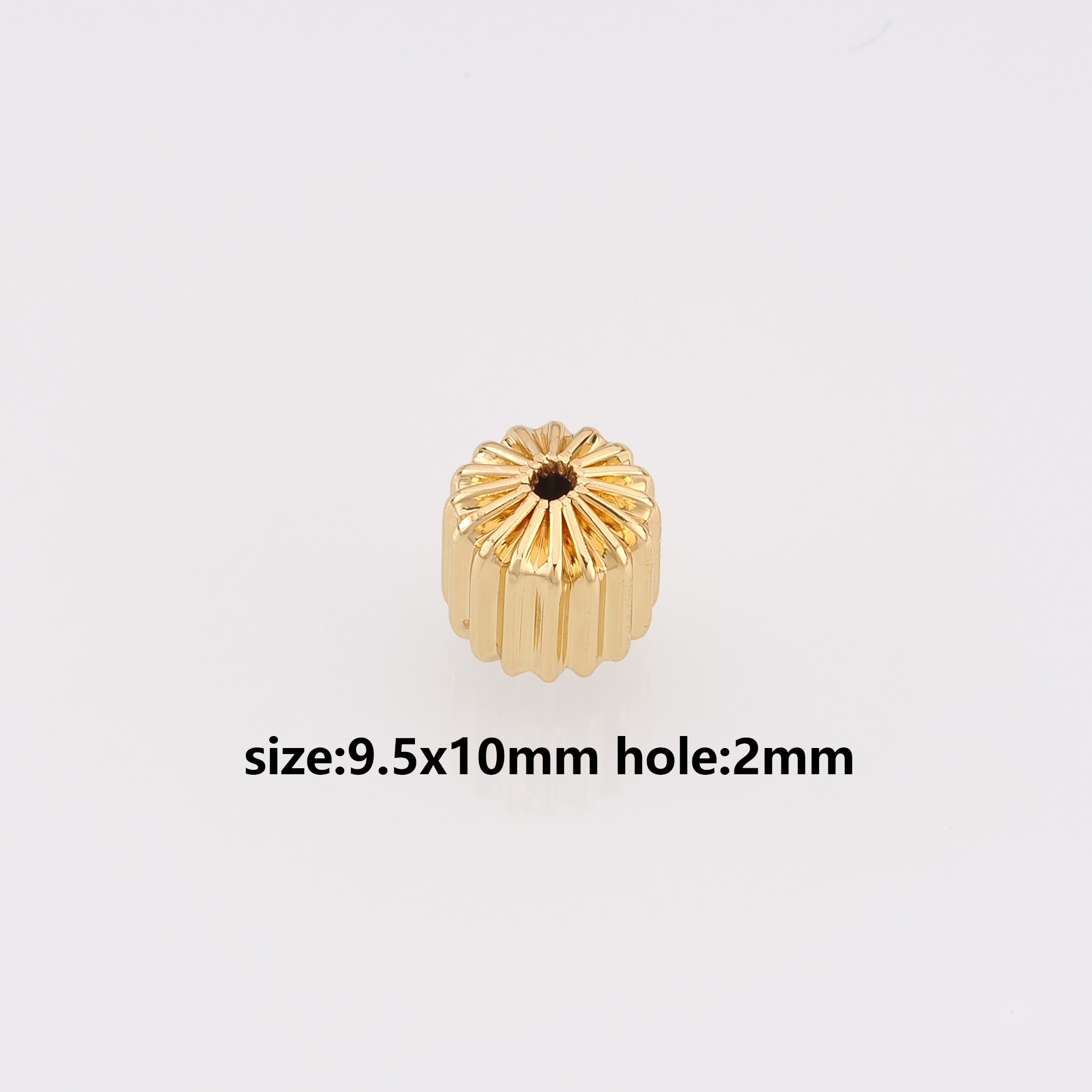 18K Gold Filled Cylinder Spacer Beads,Corrugated Barrel Beads for Bracelet Jewelry Necklace Making Supply