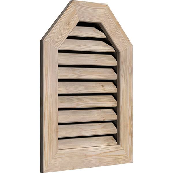 Ekena Millwork GVWOT12X2201SFUPI 12x22W x 22x22H Octagonal Top Gable Vent (17x22W x 27x22H Frame Size): Unfinished, Functional,