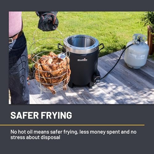 Propane Gas Stainless Steel Oil-Less Turkey Fryer, Black