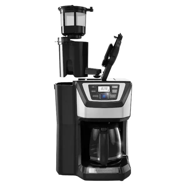 Stainless Steel and Black 12-Cup Residential Drip Coffee Brewer