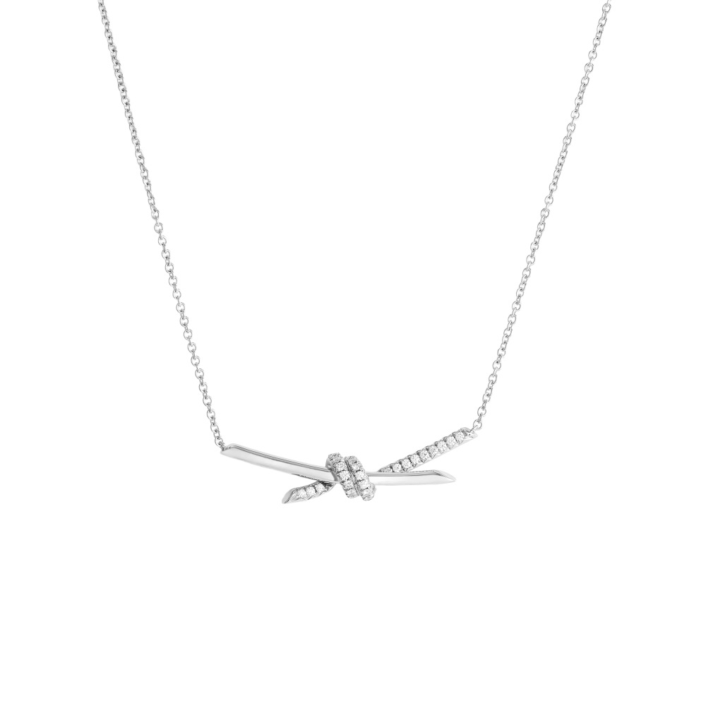 Tiffany & Co. Knot Necklace 18K White Gold Diamond 70300346