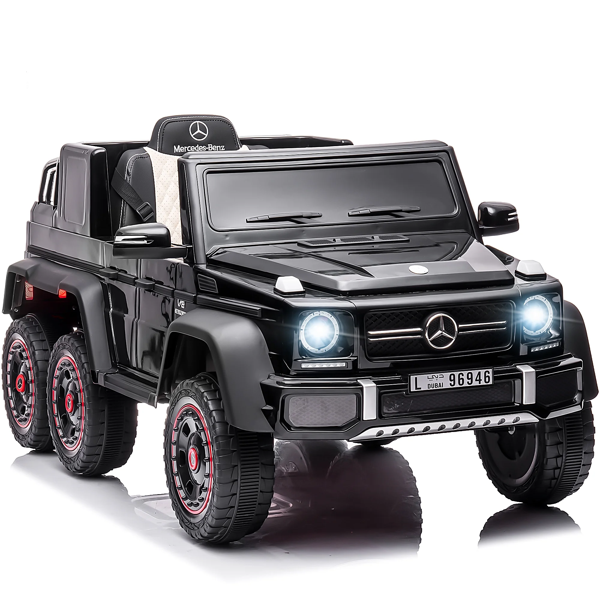 COCLUB 24V Powered Ride On Cars, Licensed Mercedes Benz G63 Car Vehicles with Remote Control, MP3 Player, Soft Seat, 6 Wheels Drive, Kids Ride On Toys for Boys Girls, Black