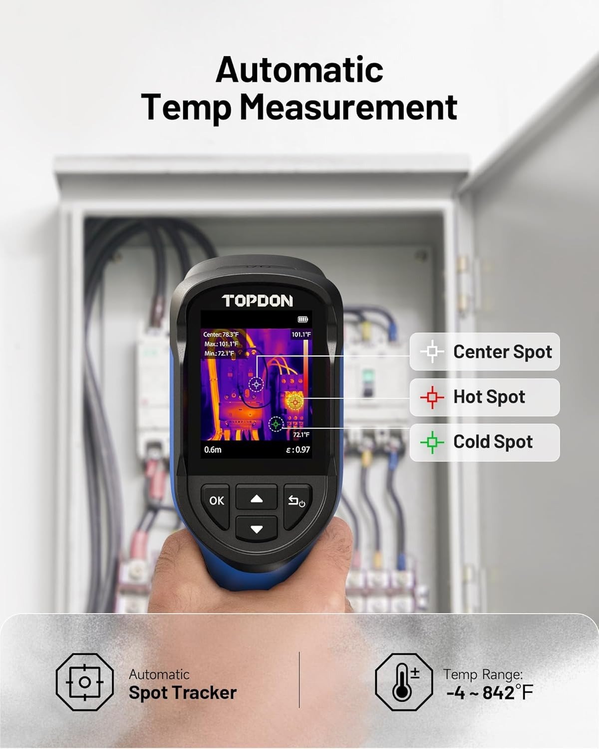 Mini Thermal Imaging Camera, 240 x 240 TISR Resolution, 15-Hour Battery Life, 128 x 128 IR Resolution, 25Hz Handheld Infrared Camera with High/Low Temp Alerts, Auto Shutdown- Blue