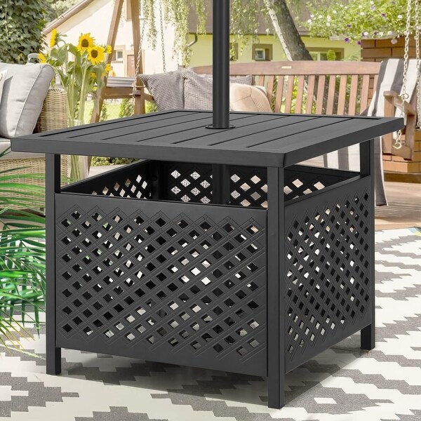 AECOJOY 22'' x 22'' Outdoor Side Table with Umbrella Hole (1.58��)