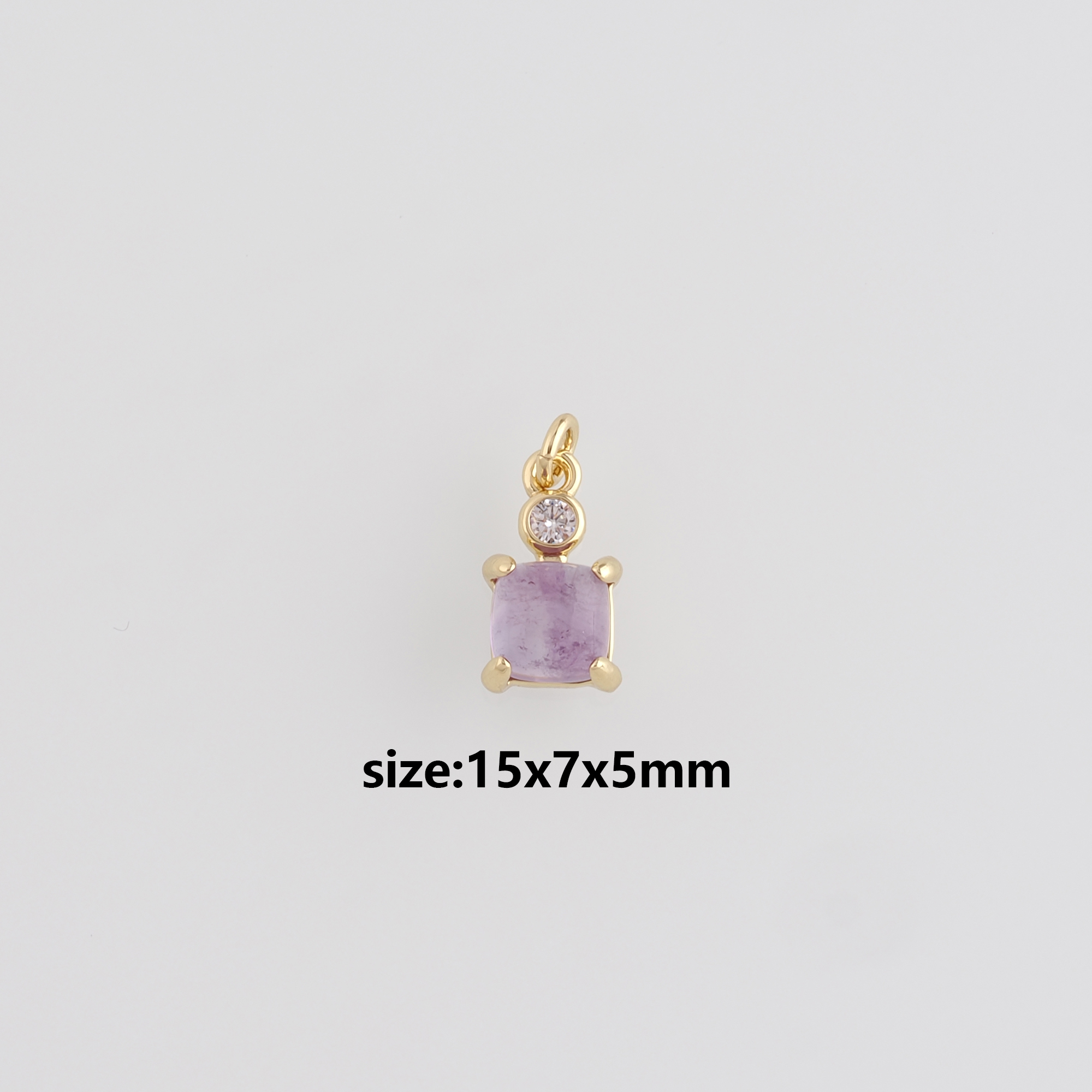 18K Gold Filled Square Pendant,Natural Stone Charm Earrings Necklace for DIY Jewelry Making Supply