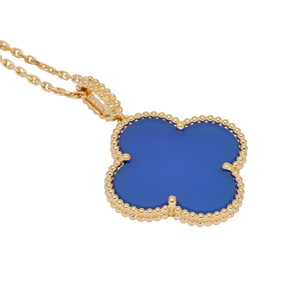Van Cleef & Arpels Magic Alhambra Necklace 1 Motif 18K Yellow Gold Blue Agate VCARP6LA00