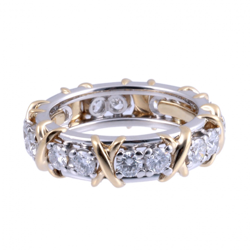 Tiffany & Co. Schlumberger 16PD Ring Platinum & 18K Yellow Gold Diamond