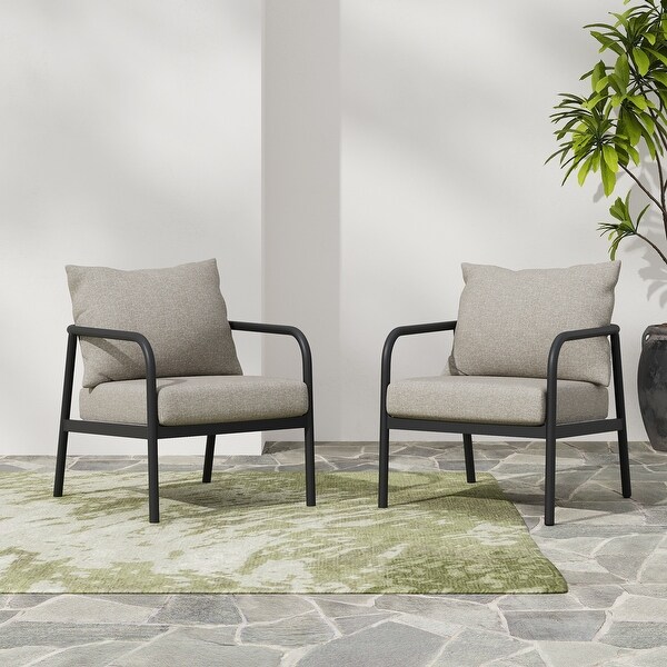 Jansen Outdoor Patio Aluminum Club Chair with Cushions(Set of 2) by Christopher Knight Home