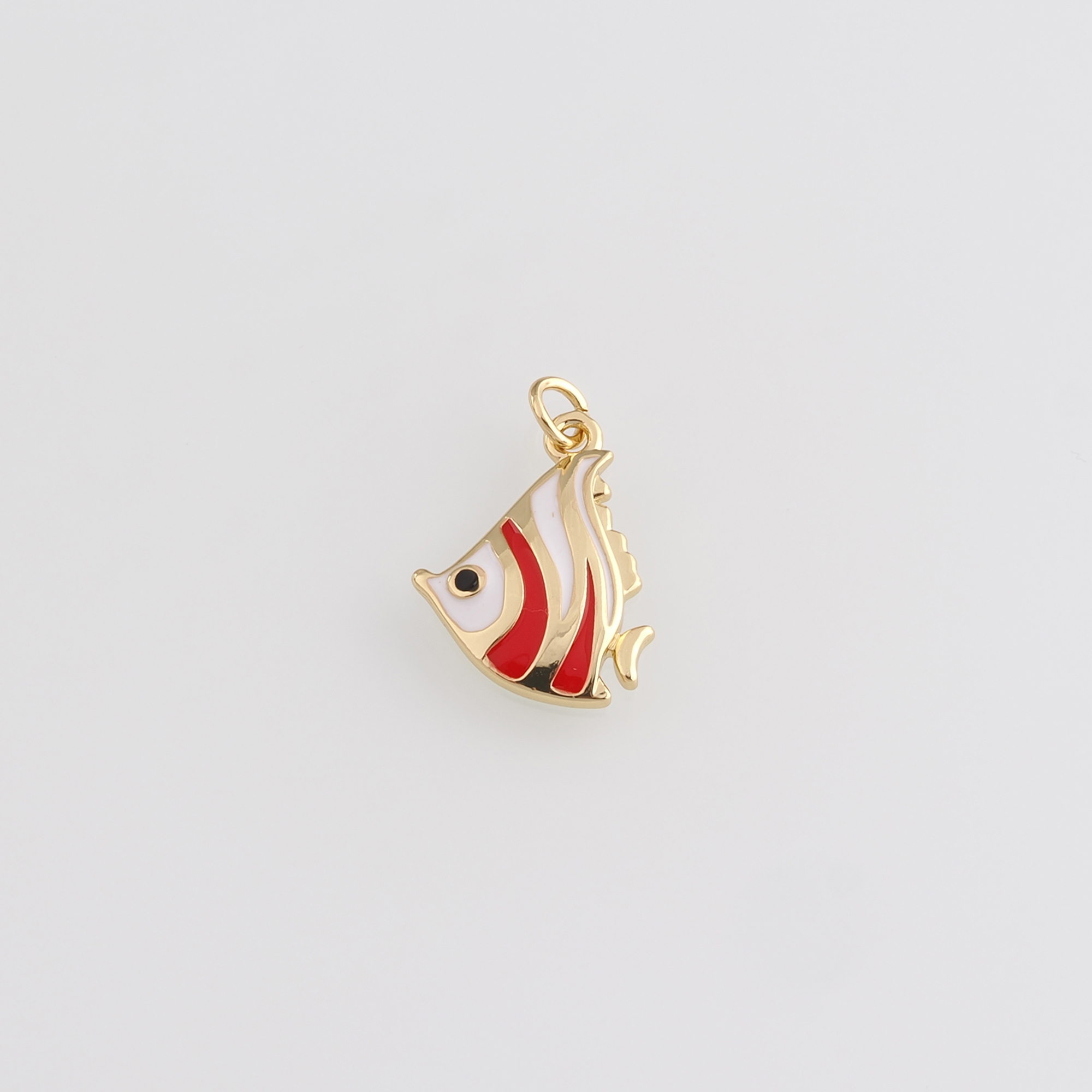 18K Gold Filled Fish Pendant,Enamel Fish Charm Earrings Necklace for DIY Jewelry Making Supply