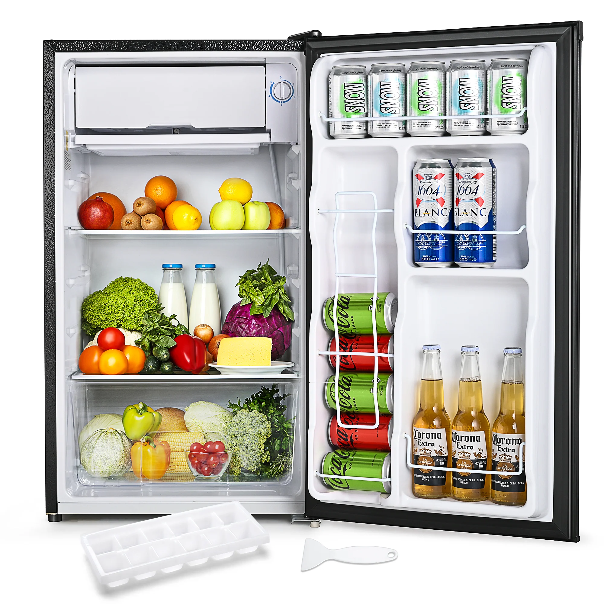 3.2 Cu.Ft Mini Fridge with Freezer, Single Door Compact Refrigerator