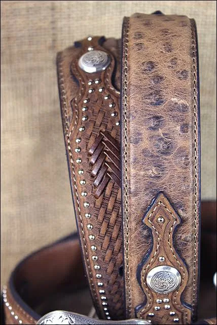 Nocona Mens Ostrich Overlay Belt