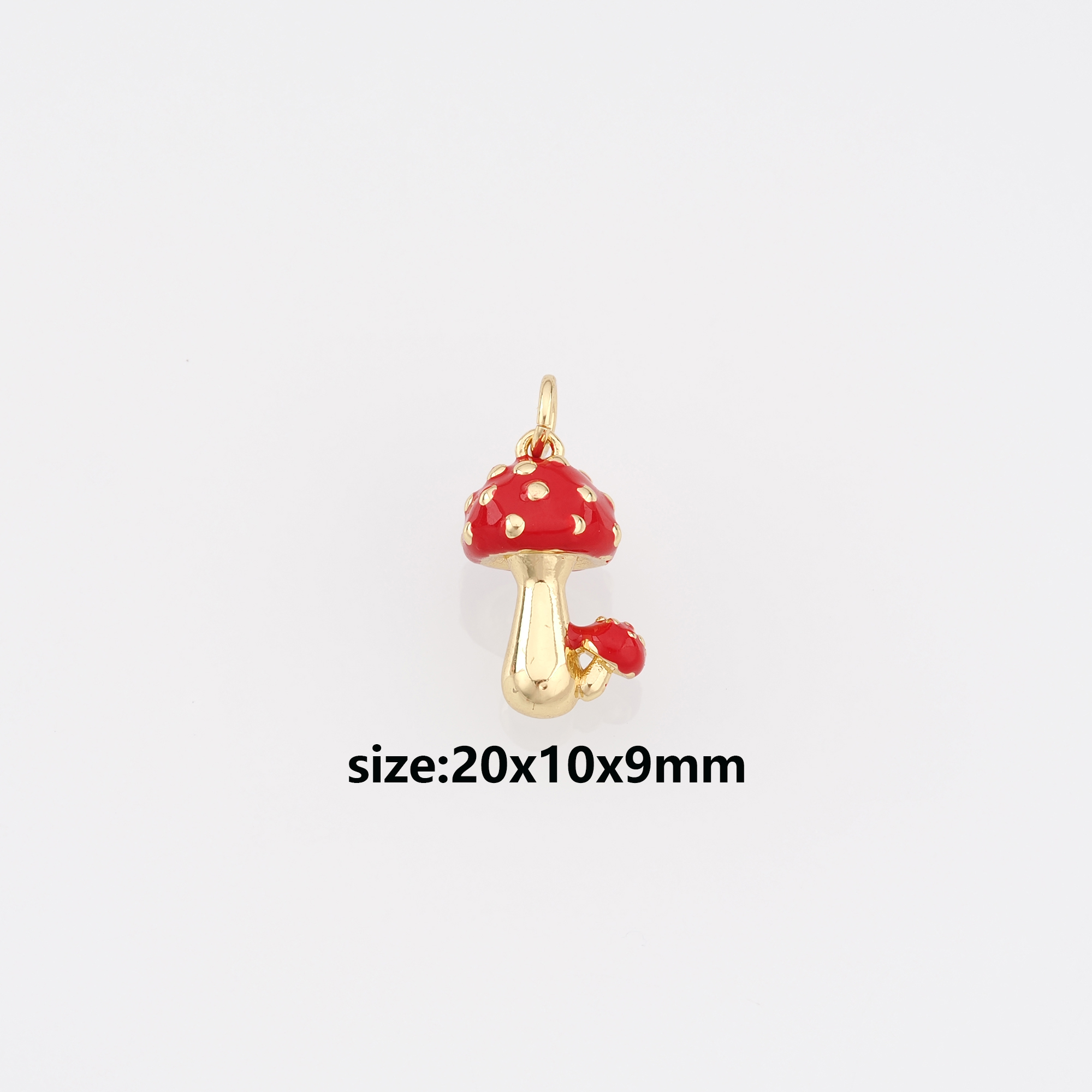18K Gold Filled Mushroom Pendant,Enamel Mushroom Charm Earrings Necklace for DIY Jewelry Making Supply