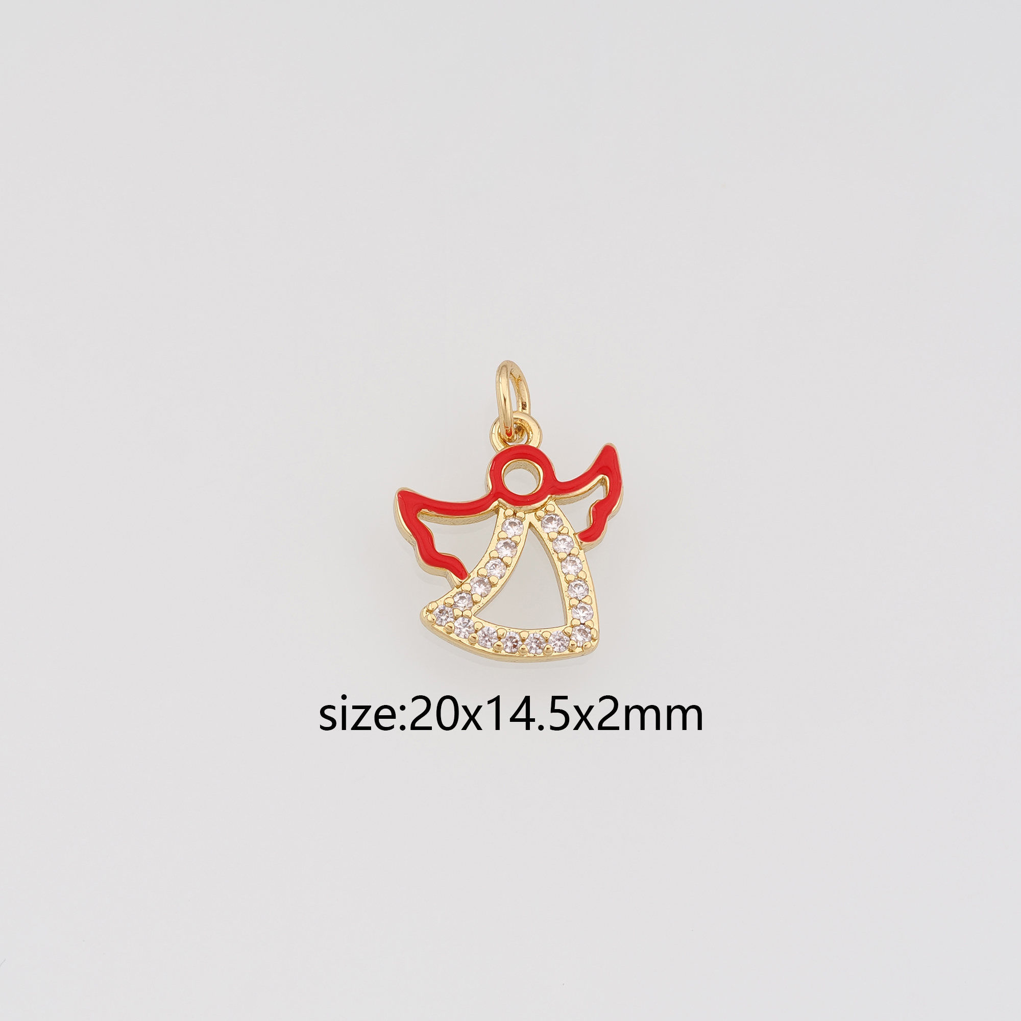 18K Gold Filled Angel Pendant,CZ Micro Pave Angel Charm Earrings Necklace for DIY Jewelry Making Supply