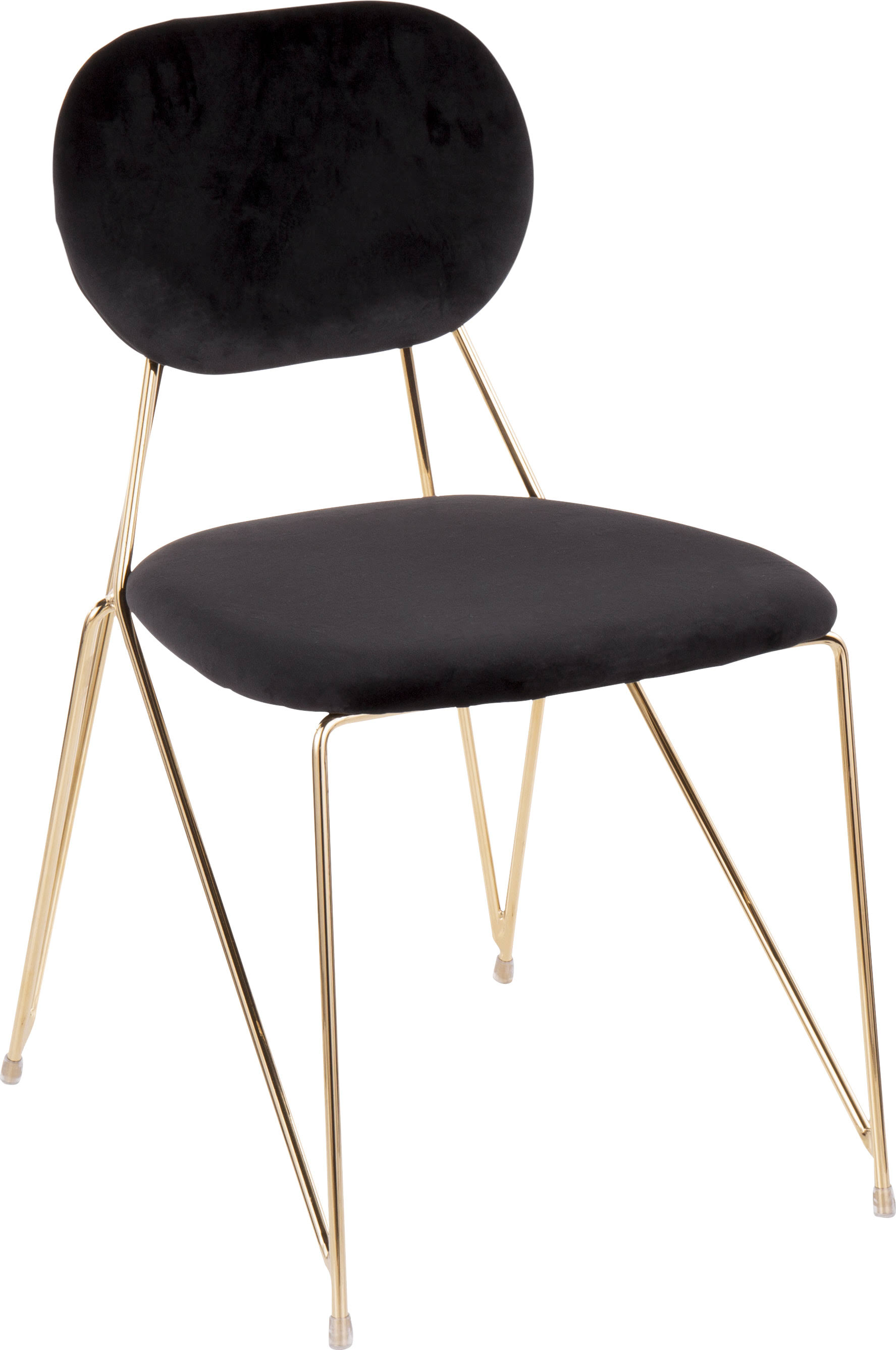 LumiSource Gwen Chair - Set of 2 - Gold Metal, Black Velvet