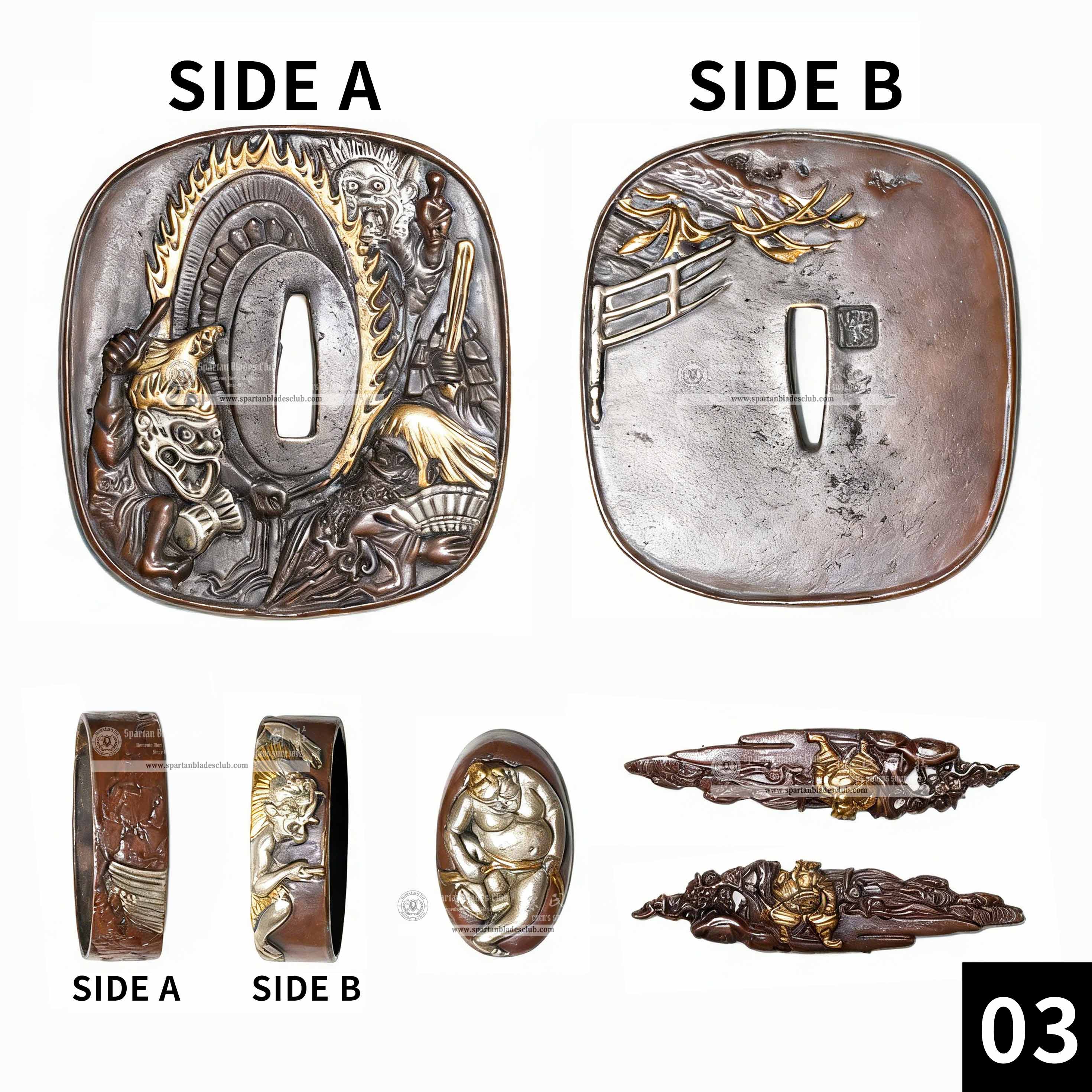 Custom Your Katana | Japanese Yokai | Complete Set Fittings (Brass Gilded) | Spartan Blades Club | CHEN'S SWORDS 1892 - Spartan Blades Club - 陳氏劍莊1892