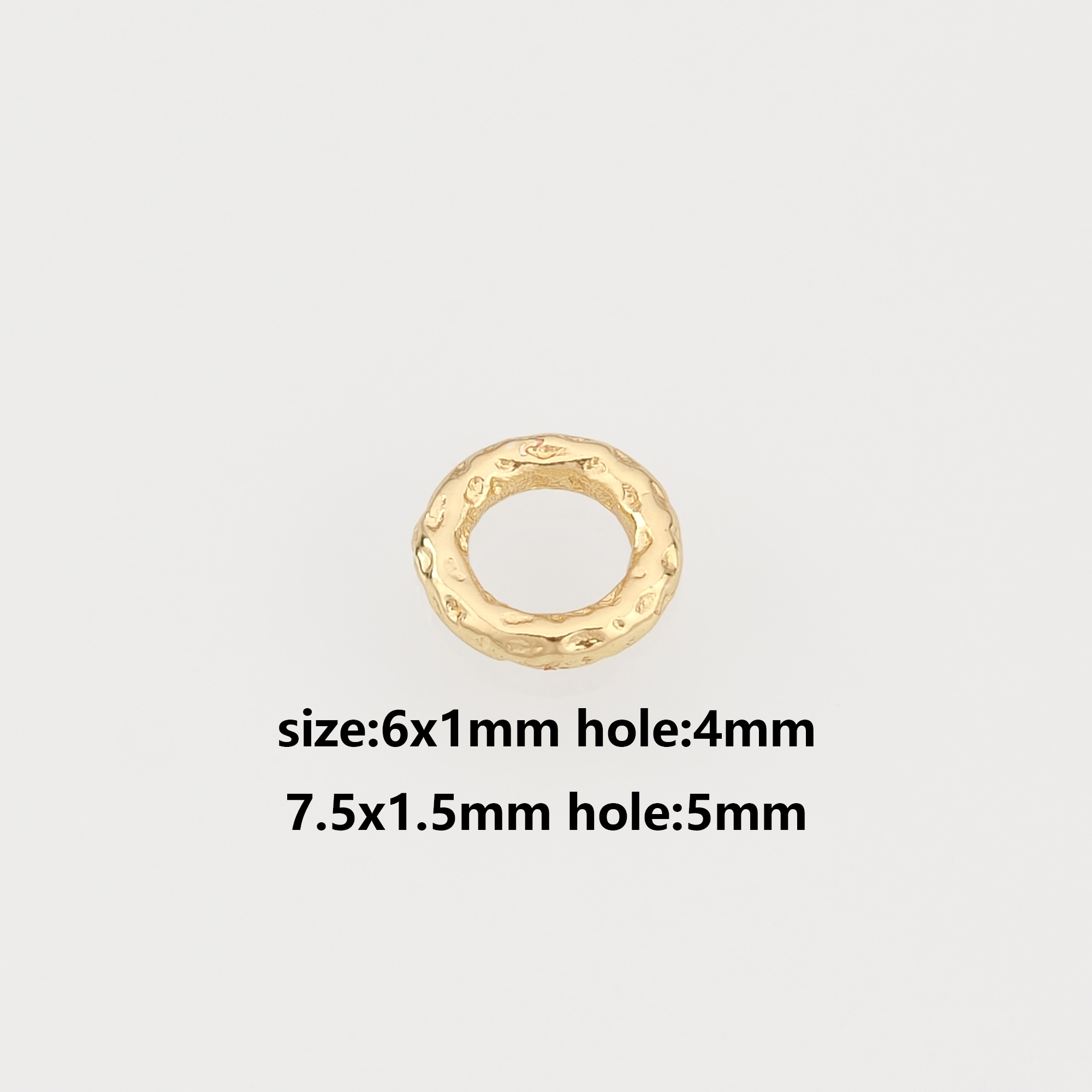 50Pcs 18K Gold Filled Round Spacer Beads,Textured Flat Bead for Bracelet Jewelry Necklace Making Supply