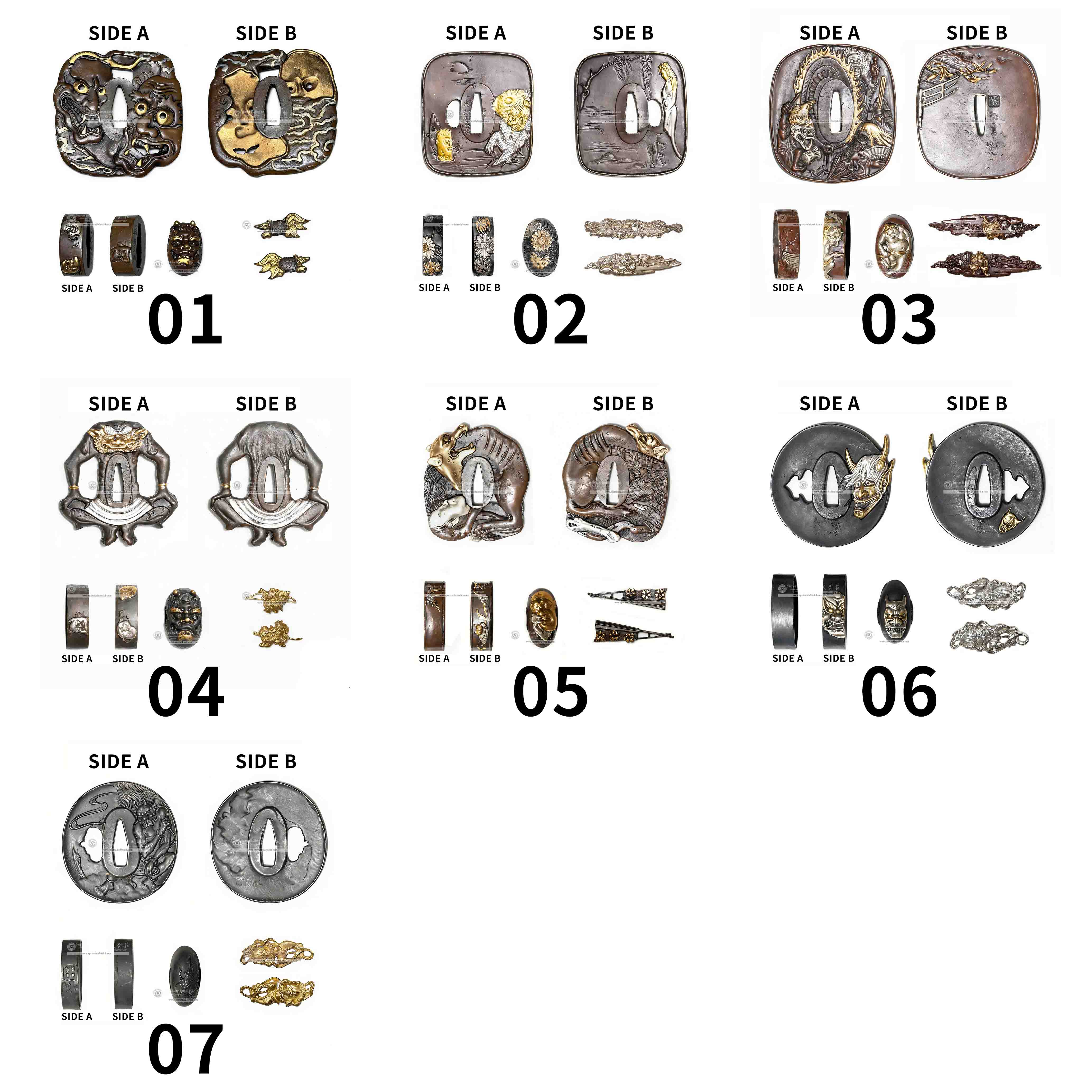 Custom Your Katana | Japanese Yokai | Complete Set Fittings (Brass Gilded) | Spartan Blades Club | CHEN'S SWORDS 1892 - Spartan Blades Club - 陳氏劍莊1892