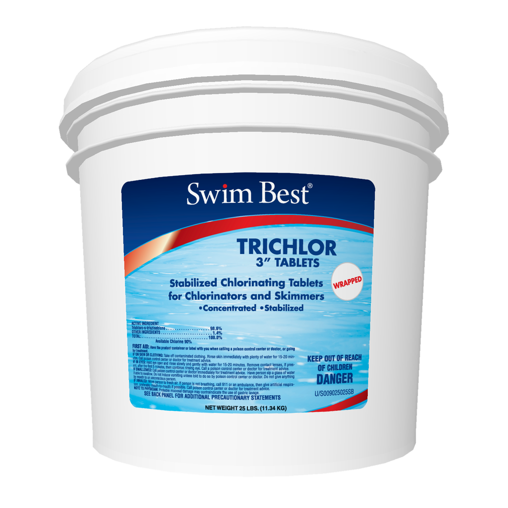 2026 Swim Best 3′′ Stabilized Trichlor Chlorine Tablets, wrapped – 25 lb
