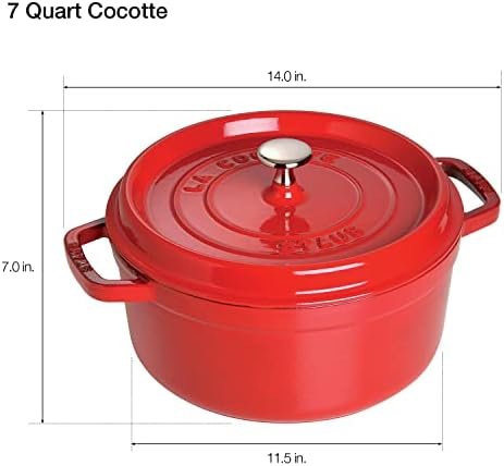 Cast Iron 7-qt Round Cocotte – Cherry