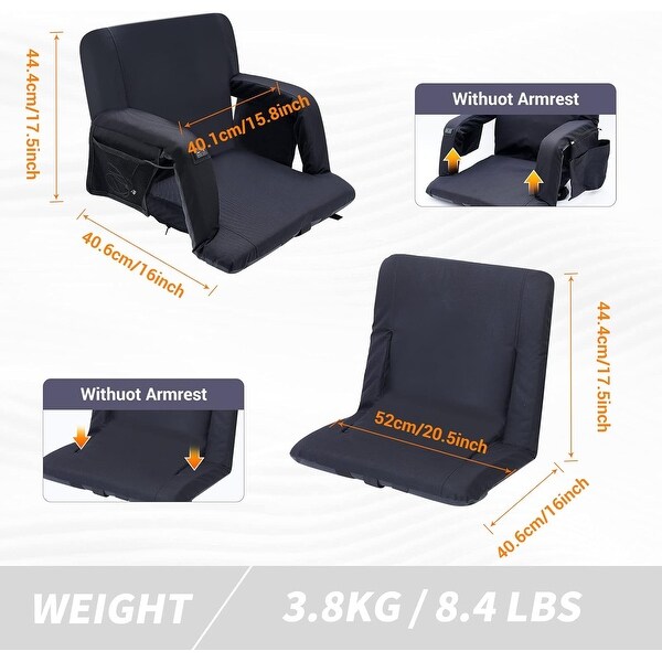 Stadium Seat,Heated Stadium Seat with Massage Function Reclining Bleacher Seat Equipped with a 12V 10000mAh Battery Included