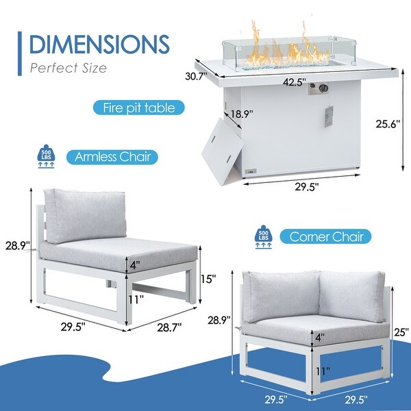 Nicesoul White Aluminum Modern Patio Furniture Sectional Sofa Set with Cushion