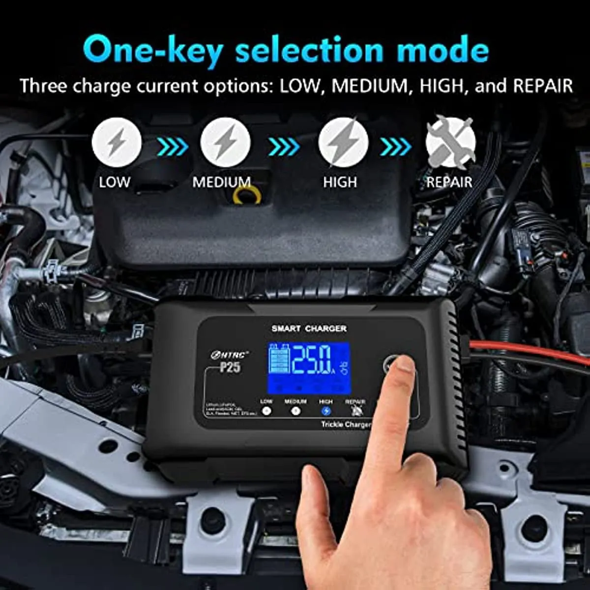 2026 25-Amp Smart Battery Charger,Lithium,LiFePO4,Lead-Acid AGM/Gel/SLA.. Car Battery Charger,Trickle Charger, Maintainer/deep Cycle Charger,12V/25A and 24V/13A,for Motorcy,Boat,Lawn Mower