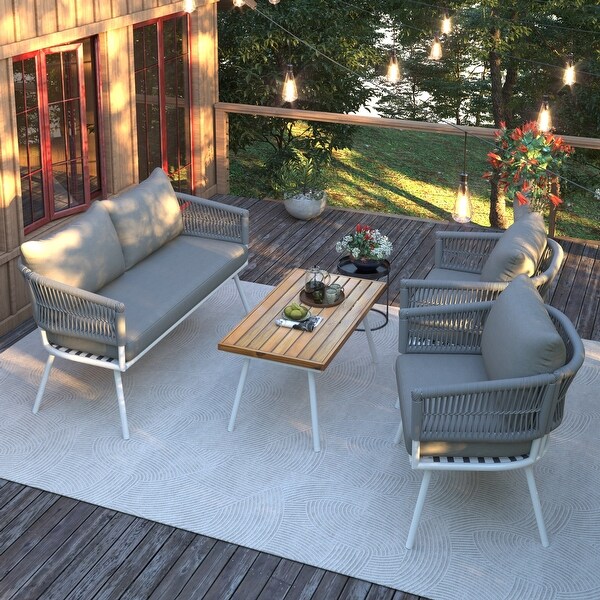 4pcs Lounge Chair Sets Patio Conversation Set Accent Single Sofa