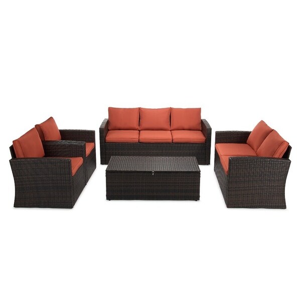5piece Wicker Patio Conversation Furniture Set