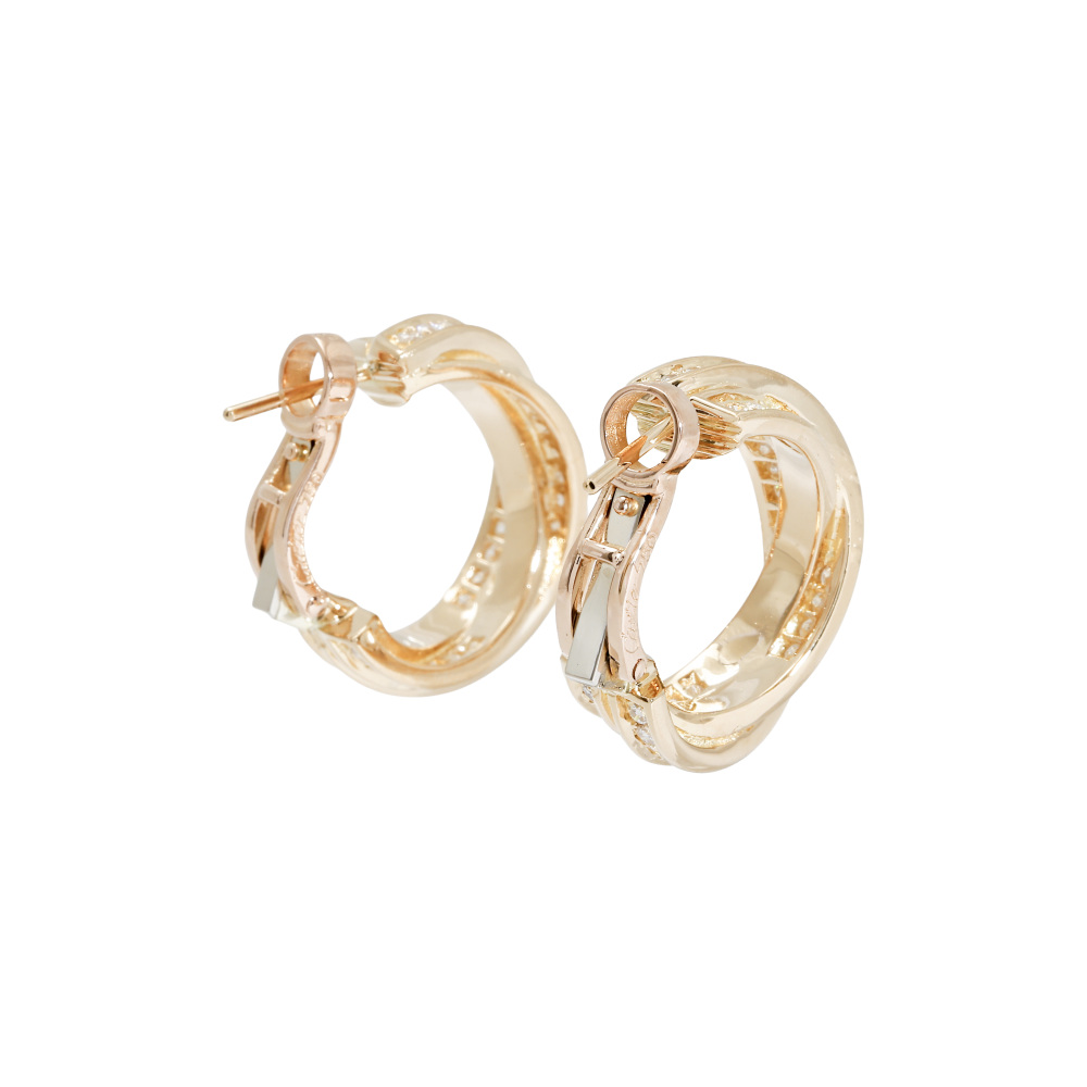 Cartier Trinity Three Bangles Earrings 18K Yellow Gold