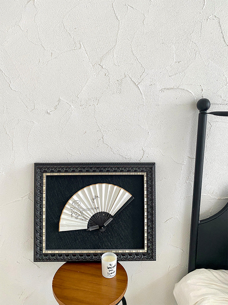 AH110 - Vintage Miss Dio* Hand-painted Folding Fan Western Black and White Decorative Fan