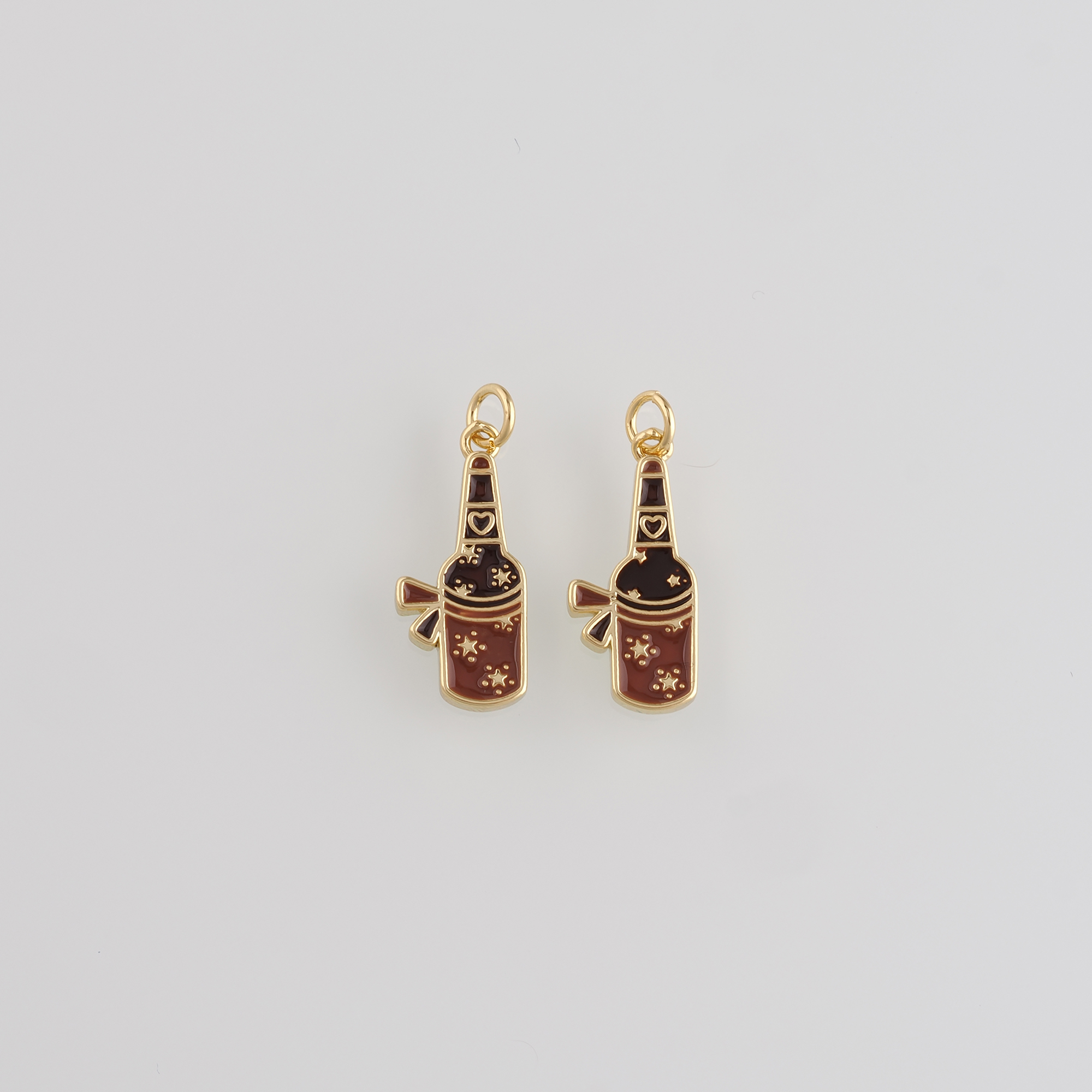 18K Gold Filled Wine Bottle Pendant,Enamel Wine Bottle Charm Earrings Necklace for DIY Jewelry Making Supply