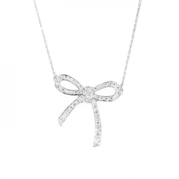 Tiffany & Co. Tiffany Diamond Bow Necklace PT950 Platinum