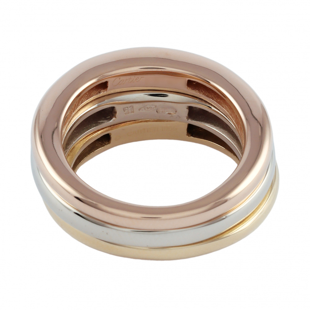 Cartier Mobilis Ring Tri-Gold Diamond B4019400