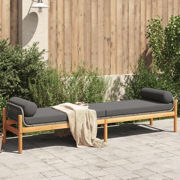 vidaXL Patio Bench with Cushion Outdoor Loveseat Furniture Poly Rattan Acacia