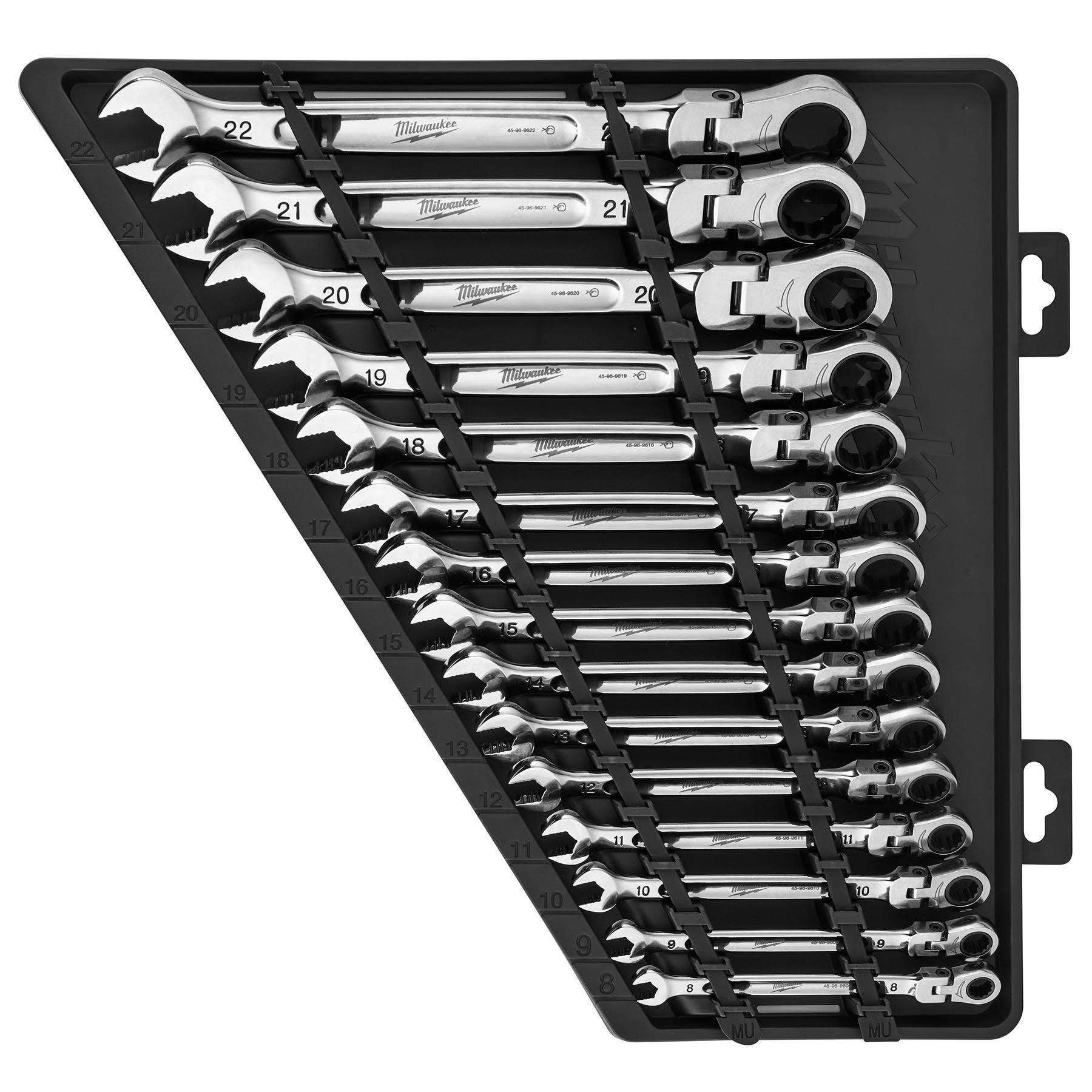 2026 48-22-9513 Flex Head Ratcheting Metric Combination Wrench Set – 15 PC