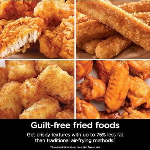 Air Fryer | 6.5 QT Pro XL Capacity fits 9lbs of Wings | 6-in-1 Max Crisp, Air Fry, Roast, Bake, Reheat & Dehydrate | Nonstick Basket, Crisper Plate & Recipe Guide | Grey