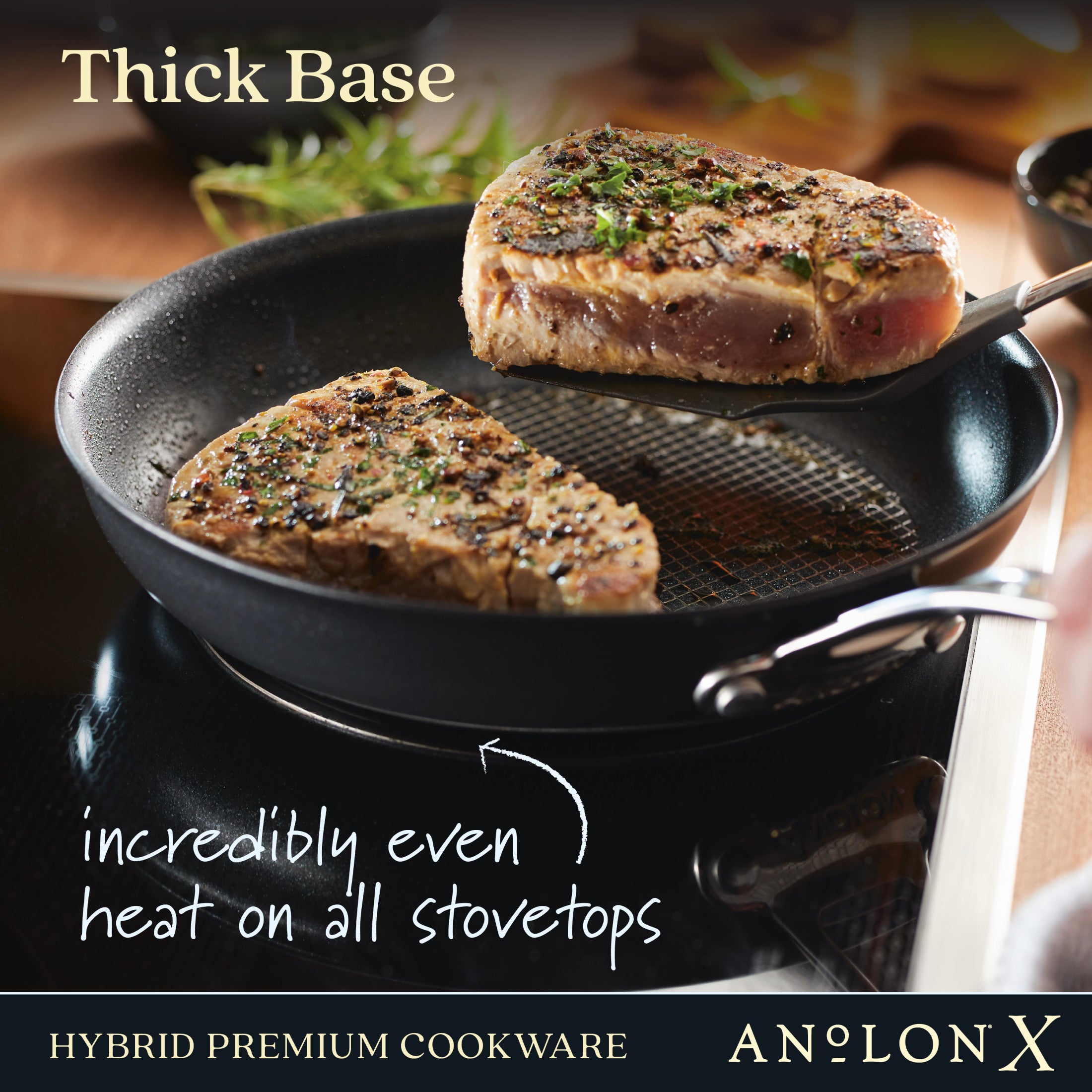 Anolon X Hybrid Nonstick Induction Frying Pan Twin Pack Set, 2-Piece, Super Dark Gray