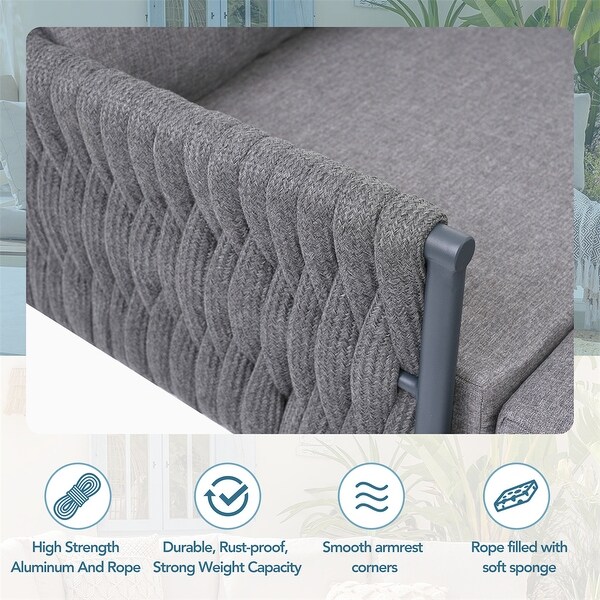 6 Pieces Aluminum Patio Sectional Sofa with Removable Thick Cushions