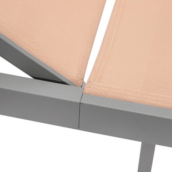 Aluminum Beach Pool Sun Lounge Chair Sling Mesh Fabric Reclining Stackable Lounger Chair