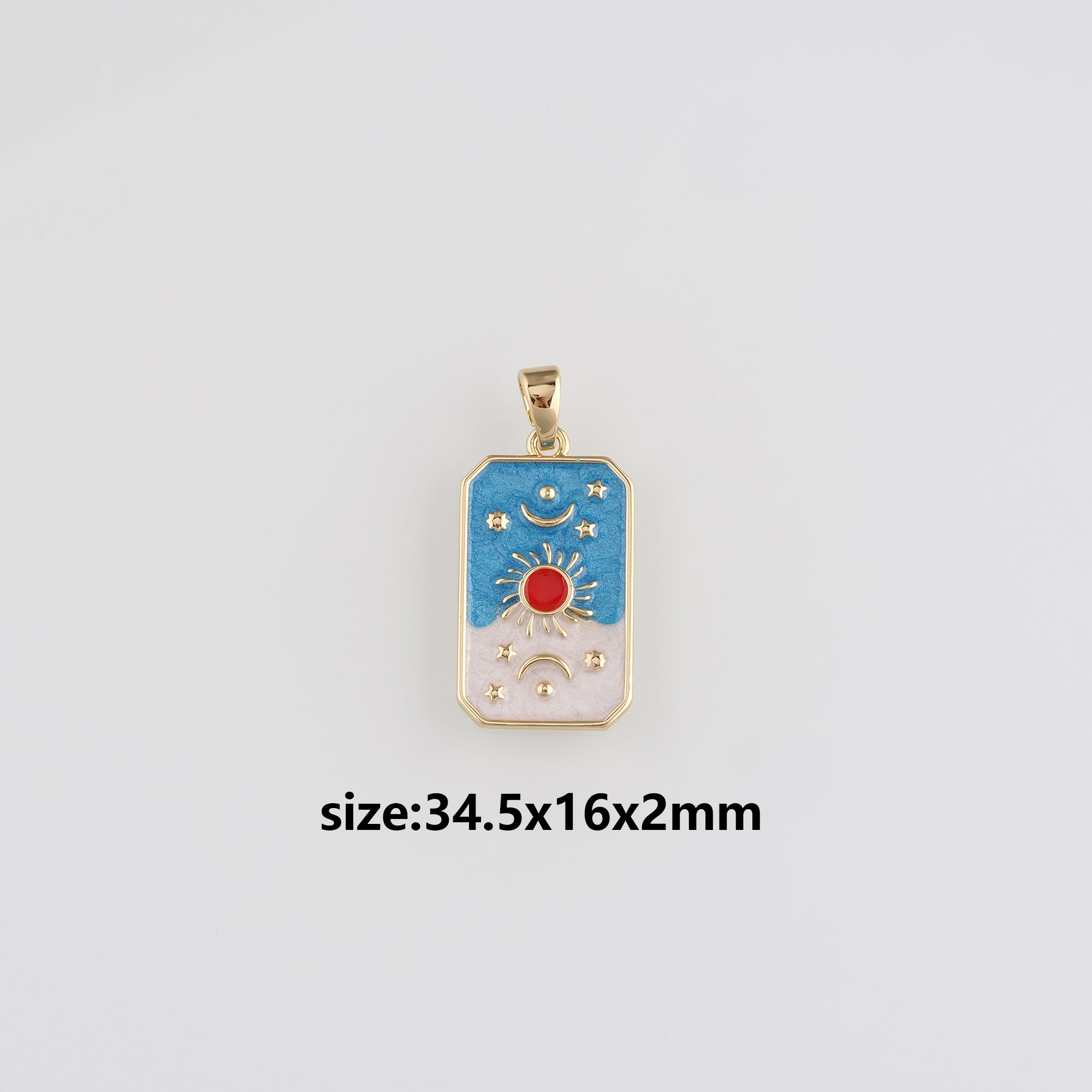 18K Gold Filled Sun Moon Pendant,Enamel Celestial Charm Earrings Necklace for DIY Jewelry Making Supply
