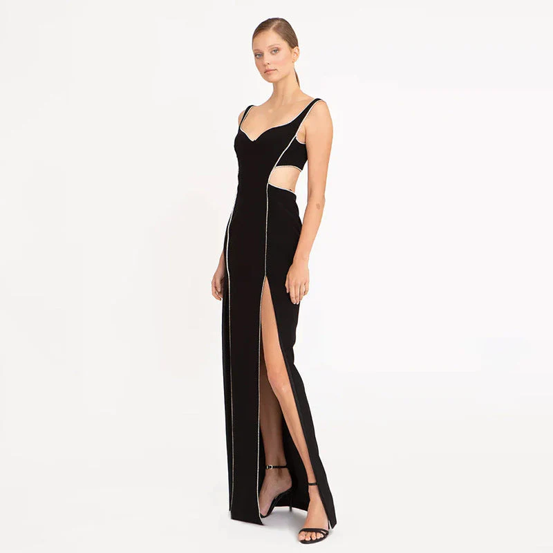 Cutout Slit Maxi Dress - Elegant Evening GownClistos