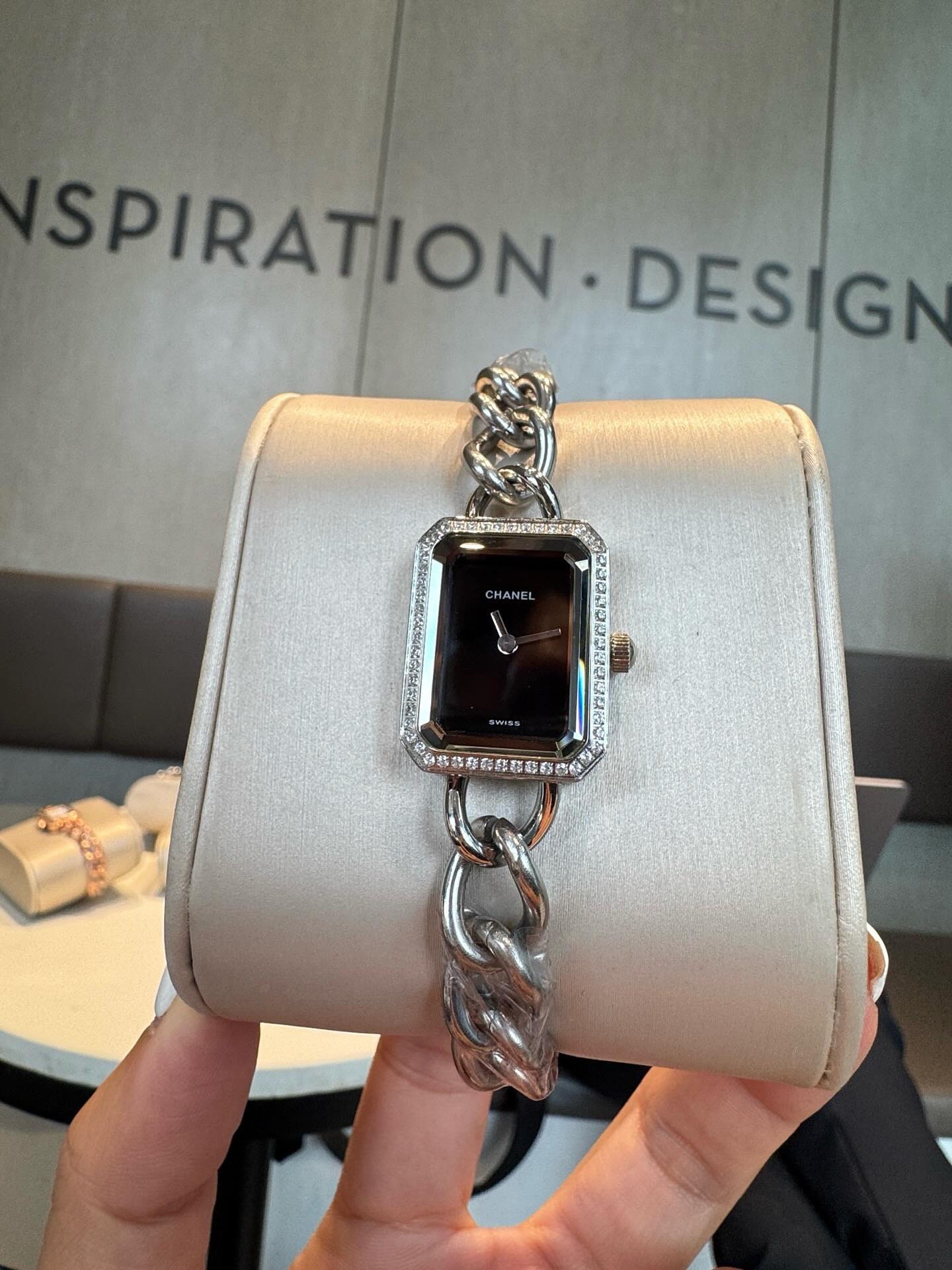 Chanel Première Gourmette Chain Watch Black Dial
